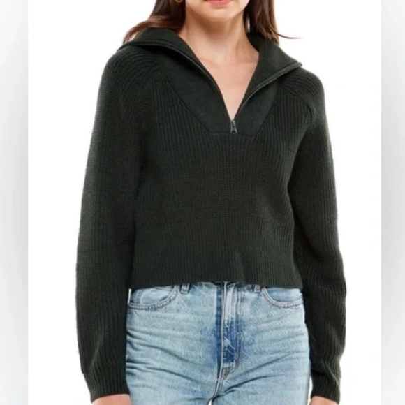 Wayf Nelle Half Zip Pullover in Forest Green | Size XS - Picture 1 of 7
